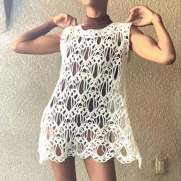 Open Knit Mini Dress - Picture 1 of 4